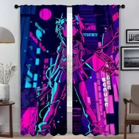 Household supplies MH Vaporwave Cybernetisk Konst Tyll för Sovrum Anti-myggnät för Kamera Heminredningsgardiner 2 Delar Skärmar Avdelare W60xH90cmx2pcs-CL