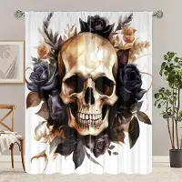 Household supplies MH 2 st - Gardin med dödskalletryck - Polyestermaterial - lämplig för sovrum, vardagsrum, arbetsrum, privata utrymmen 30X65inch