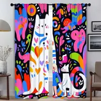 Household supplies MH Färg Textur av Katten Halloween Dekoration Eleganta Rumsgardiner för Vardagsrum Heminredningsgardiner 2 Delar Avskärmning W60xH90cmx2pcs-CL
