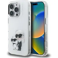 Karl Lagerfeld IML Aquarelle Karl & Choupette & Logo iPhone 16 Pro-skal – vitt
