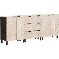 vidaXL Sideboard 3 pcs Vit Tvätt Finish 180 x 33 x 75 cm