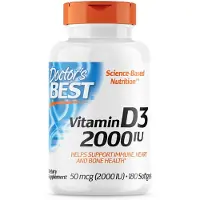 Doctors Best , Vitamin D3, 50 mcg (2 000 IU), 180 Mjuka Gel
