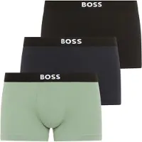 BOSS Three-pack of stretch-cotton trunks with logo waistbands