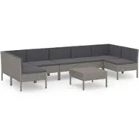 vidaXL Loungegrupp med dynor 8 delar grå konstrotting