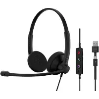 Epos IMPACT 100 MS On-ear headset Sladd Stereo Svart Brusreducering Headset, Mikrofonljudavstängning, Volymkontroll, Microsoft teamknapp Datorer