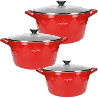 Cheffinger Set med Grytor - Röd Design - 6 Delar
