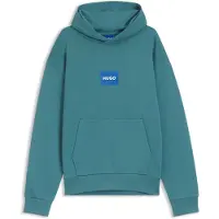 HUGO Cotton-terry hoodie with blue logo