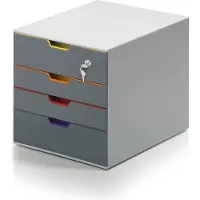 Durable VARICOLOR 4 SAFE - 7606 760627 Byrålådebox Grå DIN A4 , DIN C4 , Folio , Brev Antal lådor: 4