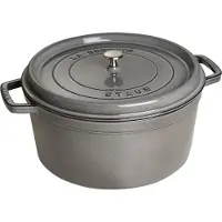 Staub Rund Gryta 34 Cm 12,6 L - Grytor Gjutjärn Grå