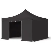 TOOLPORT 4x4 m snabbtält, Professional aluminium, med sidodelar, svart