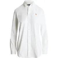 Ralph Lauren för kvinnor. 211941520002 Den ikoniska Stretch Slim oxford-skjortan vit (44), Casual, Bomull, Lång ärm