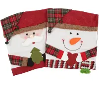 GoolRC 2 st Jul Stolsryggskydd Dekorativa Non Woven Tyger Tema Gammal Man Snögubbe Högtidsmiddag brown