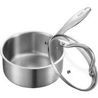 Vevor 1,5 QT kastrull, rostfri kastrull med glaslock, multifunktionell nonstick rostfri såsgryta med ergonomiskt handtag, lämplig för ugn, diskmaskin, induktionshäll
