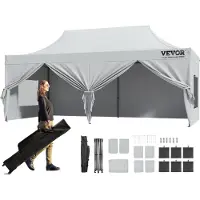 Vevor Pop Up Baldakin Tält Utomhus Lusthus tält 10x20FT med sidoväggar &amp; väska Vit
