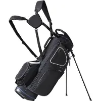 Vevor Golfvagnsväska med 14-vägs organiseringsavdelare, 35” premiumvagnsväska med 11 fickor och stativ, slitstarka golfbagar med handtag, dammskydd och avtagbar dubbelrem för män och kvinnor, svartvit