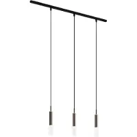 QAZQA Modernt skensystem svart med 3 hänglampor mörkbrons 1-fas - Slimline Loyce