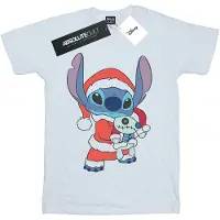 Disney Girls Lilo And Stitch Stitch Christmas Cotton T-Shirt (White)