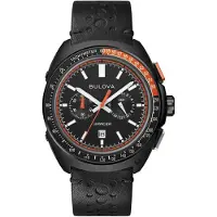 Bulova Racer Kronograf Läderarmband Svart Urtavla Kvarts 98B428 100M Herrklocka svart