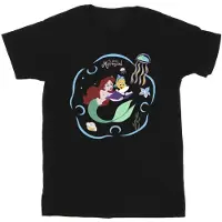 Disney Mens The Little Mermaid Reading A Book T-Shirt (Black)
