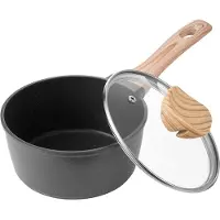 Vevor 1,5 QT kastrull, nonstick kastrull med härdat glaslock, mångsidig såsgryta med avtagbart handtag, kastrull liten köksgryta med beläggning, induktionskompatibel, svart