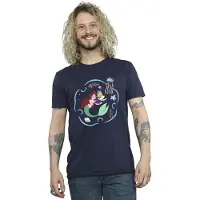 Disney Mens The Little Mermaid Reading A Book T-Shirt (Navy Blue)