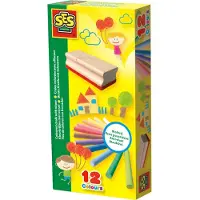 SES Creative Coloured chalk with wiper, 12 styck, Multifärg, 12 färger