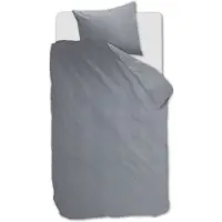 Beddinghouse Sängkläder i flanell 140x220 cm - Blågrå enfärgat påslakan set - 100% bomullsflanell - Frost sängkläder