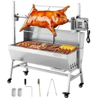 Vevor Rotisseriegrill, 38W BBQ utomhusgrill för gris och lamm, kolgrill med 60 kg lastkapacitet och 7 nivåer i höjd, elektrisk rotisseriegrill i rostfritt stål för camping utomhus