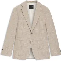 BOSS Regular-fit blazer in checked comfort-stretch fabric