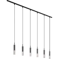 QAZQA Modernt skensystem svart med 6 hänglampor svart med rökglas 1-fas - Slimline Loyce
