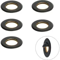 QAZQA Set med 5 moderna infällda spotlights svart inkl. LED IP67 - Linsey