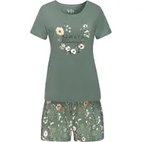 LASCANA Kort pyjamas ljusgul / jade / persika / vit