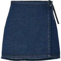 Pieces Flora Wrap Denim Kort Kjol Med Hög Midja