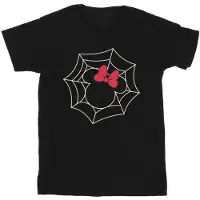 Disney Girls Minnie Mouse Spider Web Cotton T-Shirt (Black)