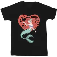 Disney Girls The Little Mermaid Love Daddy Cotton T-Shirt (Black)