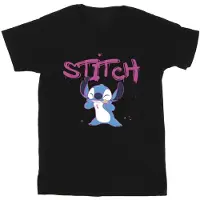 Disney Girls Lilo And Stitch Graffiti Cotton T-Shirt (Black)
