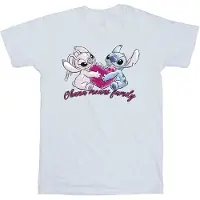 Disney Girls Lilo And Stitch Ohana Heart With Angel Cotton T-Shirt (White)