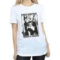 Disney Womens/Ladies Every Fairy Tale Needs A Villain Cotton Boyfriend T-Shirt (White)