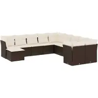 vidaXL Loungegrupp för trädgården 11 delar brun konstrotting