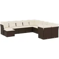 vidaXL Loungegrupp för trädgården 11 delar brun konstrotting