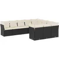 vidaXL Loungegrupp 10 delar med svarta dynor konstrotting