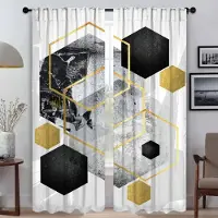 Household supplies MH Geometrisk Prismatisk Gitteravskärmning Mörkläggningsgardin för Rum 2 Paneler Moderna Vardagsrumsgardiner Tyll för Sovrum Rullgardiner W60xH90cmx2pcs-CL