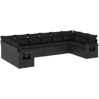 vidaXL Loungegrupp 10 delar med svarta dynor konstrotting