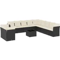 vidaXL Loungegrupp med dynor 12 delar svart konstrotting