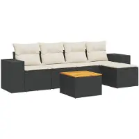 vidaXL Loungegrupp med dynor 6 delar svart konstrotting
