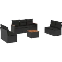 vidaXL Loungegrupp för trädgården med dynor 8 delar svart konstrotting