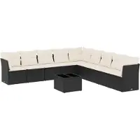 vidaXL Loungegrupp 10 delar med svarta dynor konstrotting