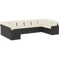 vidaXL Loungegrupp 10 delar med svarta dynor konstrotting