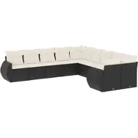 vidaXL Loungegrupp 10 delar med svarta dynor konstrotting