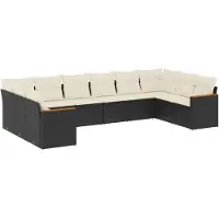 vidaXL Loungegrupp 10 delar med svarta dynor konstrotting